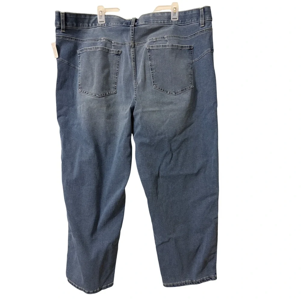 Terra & Sky Womens 26W Short High Rise Straight Leg Jeans Felicity Wash Blue NEW